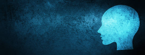 istock Head woman face icon special blue banner background 1146105323