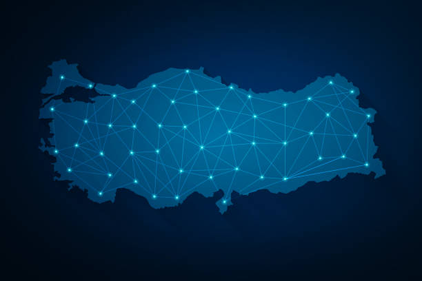 Global network connection. Blue Turkey map points and line composition concept of global business, vector, illustration Global network connection. Blue Turkey map points and line composition concept of global business, vector, illustration southern turkey stock illustrations