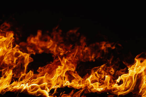 On fire. Themes of fire, disaster and extreme events. Background with copy space