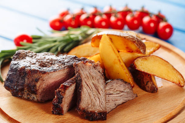 istock Steak Beef Meat Fried Cooked Sliced Potato Side 1146110661