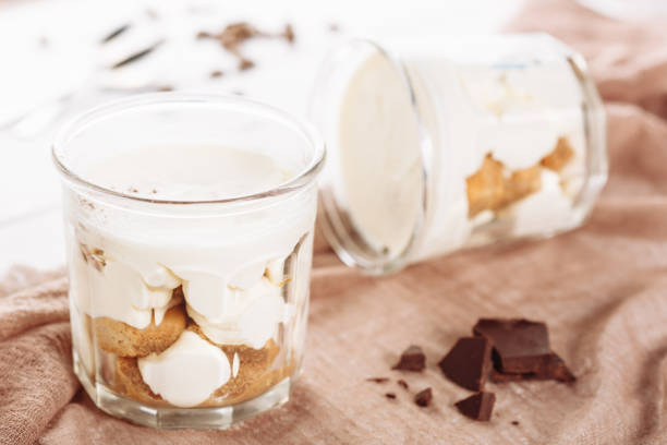istock Tiramisu Mousse Chocolate Dessert in Glass Cup 1146110705