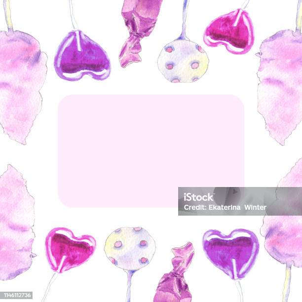 Pink Sweets Invitation Stock Illustration - Download Image Now - Candy, Pink Color, Art