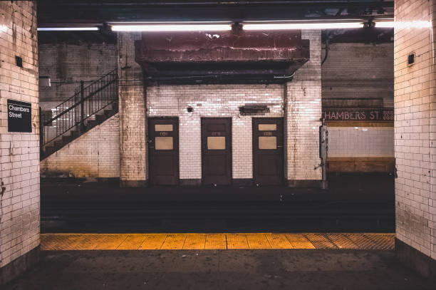 vibrant metro station at night
