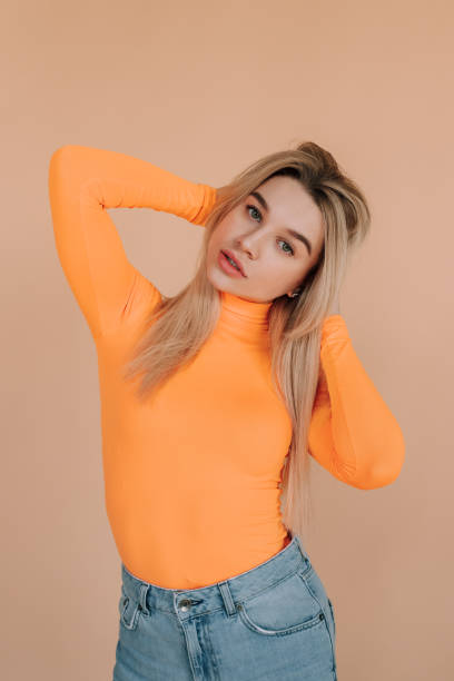 istock Colorful girl on a beige background 1146120015