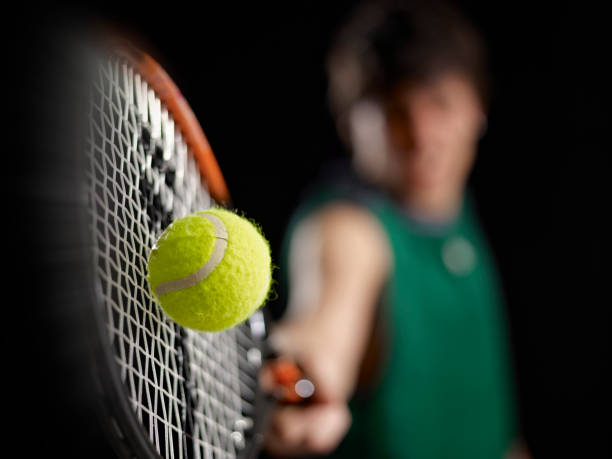 tennista - tennis men indoors serving foto e immagini stock