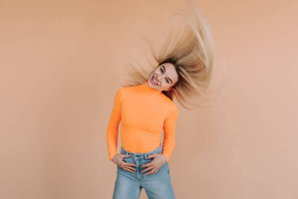 istock Colorful girl on a beige background 1146126874