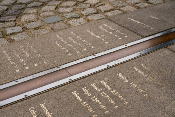 Greenwich Meridian line at Royal Observatory stock photo