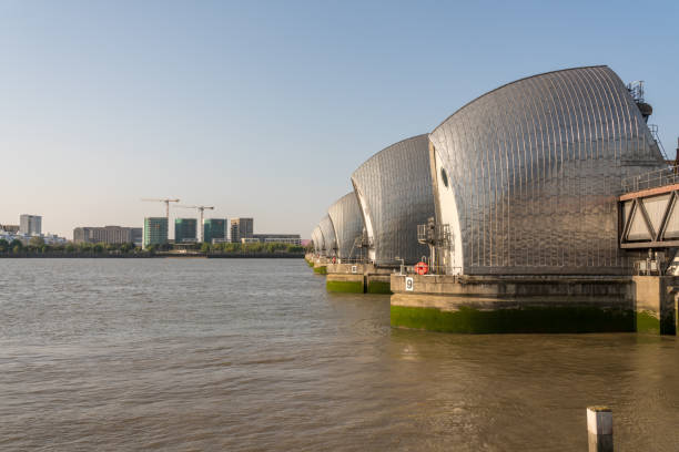 istock Thames barrier across river in Greenwich 1146127562