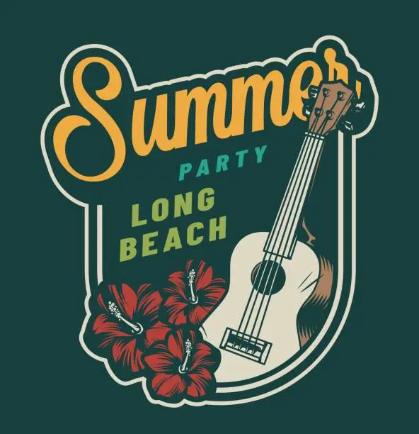 Vector illustration of Vintage summer party colorful badge