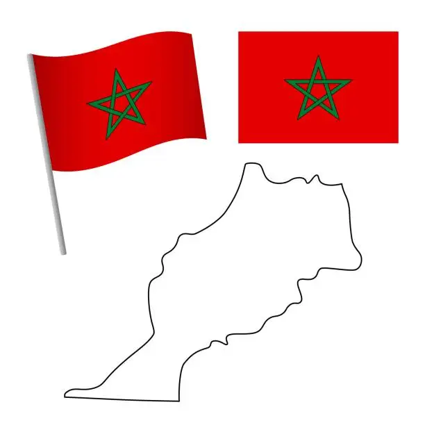 Vector illustration of Morocco flag and map