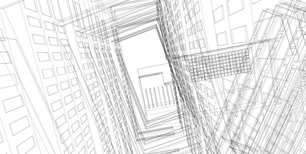 istock 3D illustration architecture building perspective lines 1146134147