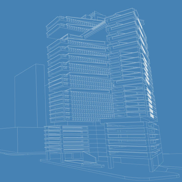 istock 3D illustration architecture building perspective lines 1146134240