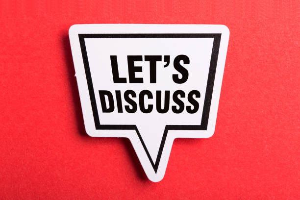 istock Let s Us Discuss Speech Bubble Isolated On Red Background 1146135713