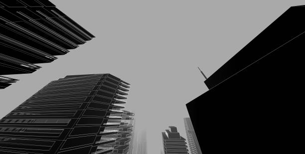 istock 3D illustration architecture building perspective lines 1146137667