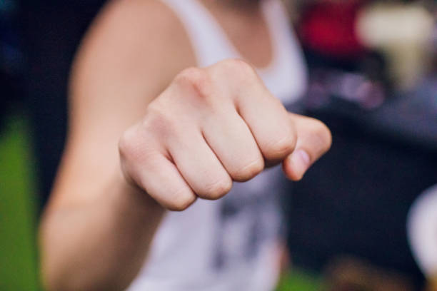 istock Man making clenched fist camera. Selective focus 1146137731