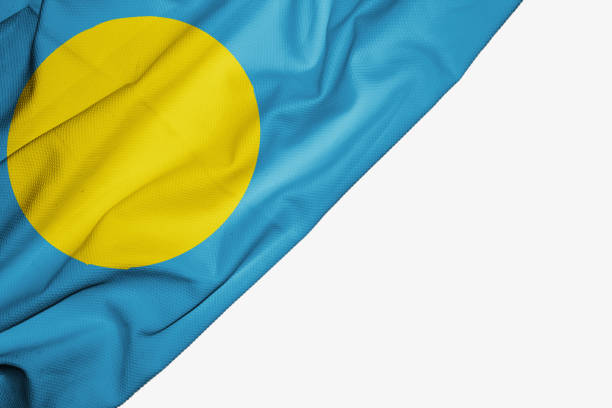 istock Palau flag of fabric with copyspace for your text on white background 1146140288
