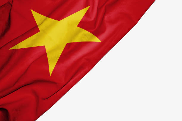 istock Vietnam flag of fabric with copyspace for your text on white background 1146141352