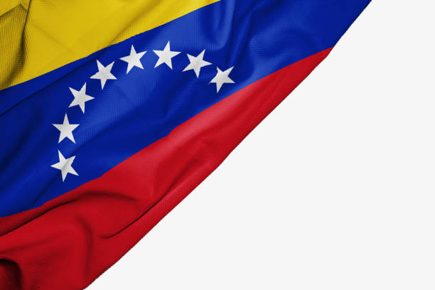 Venezuela flag of fabric with copyspace for your text on white background
