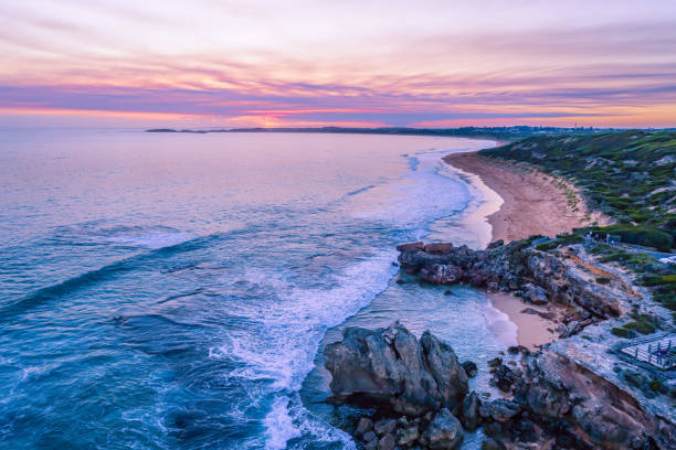 istock Rugged rocks and ocean coastline at Point Ritchie Lookout in Warrnambool, Australia 1146143873