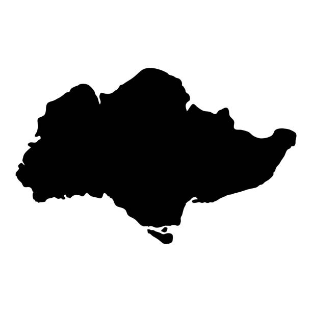 Sentosa map. Sentosa map. Island silhouette icon. Isolated Sentosa black map outline. Vector illustration. singapore map stock illustrations