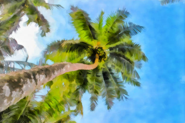 istock Watercolor tropical landscape. 1146153079