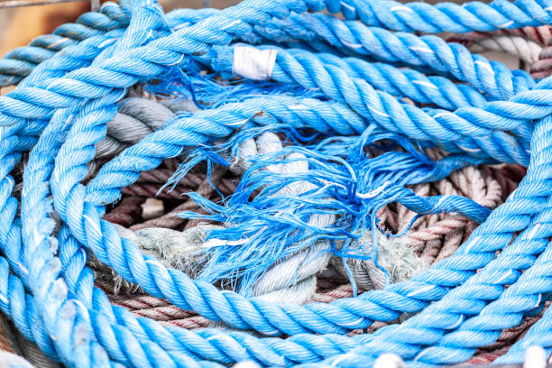 istock Vivid blue thick mooring rope extreme closeup 1146154866