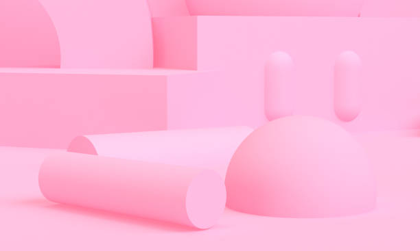 istock Pink Minimalist abstract background, primitive geometrical figures, 3D render. 1146160698