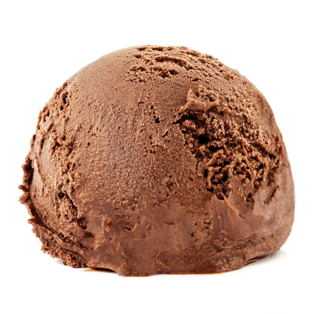 istock Delicious Chocolate ice cream ball  isolated on a white background. Macro
