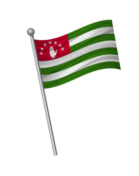 istock waving of flag on flagpole, Official colors and proportion correctly. vector illustration isolate on white background. 1146161066