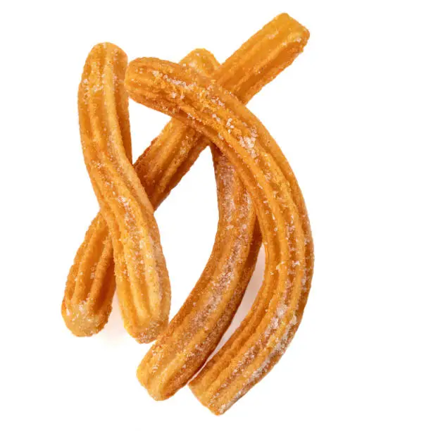 Churros  isolated on white background. Churro - traditional Mexican  dessert. Fried pastry"n