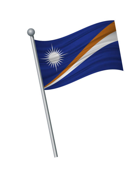 istock waving of flag on flagpole, Official colors and proportion correctly. vector illustration isolate on white background. 1146161859