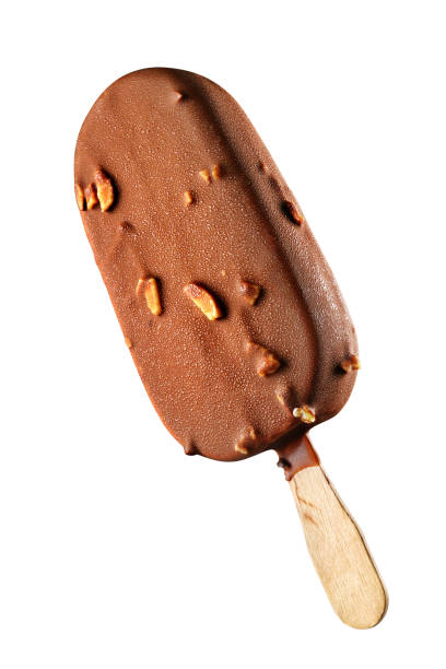 Photo of Chocolate popsicle with nuts isolated
