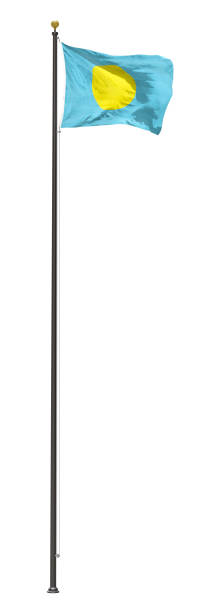istock flag flying on a tall flagpole, isolated on a white background 1146165658