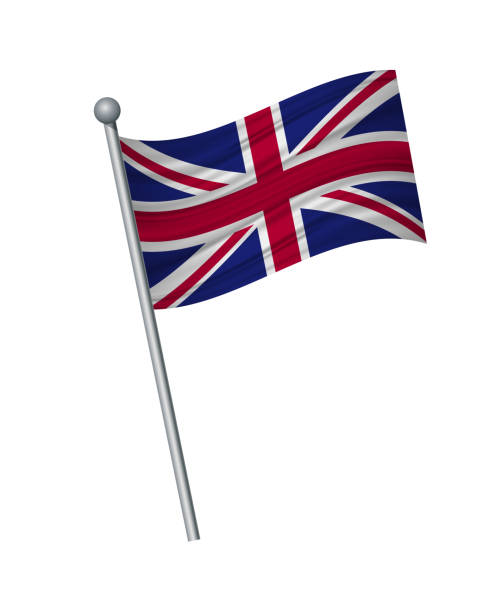 размахивая флагом на флагштоке, официальные цвета и пропорции правильно. векторная иллюстрация изолирует на �белом фоне. - vector british flag english flag white stock illustrations