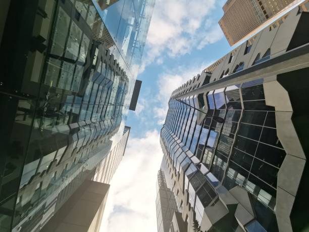 istock Finance district area looking up buildings and sky in  Melbourne 1146167594