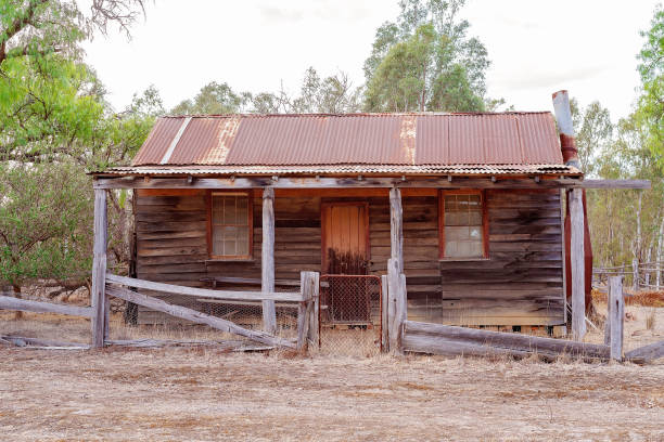 заброшенная старая лесоматериаловая хижина - shed cottage hut barn стоковые фото и изображения