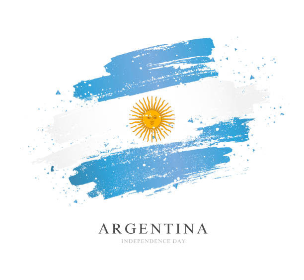 ilustrações, clipart, desenhos animados e ícones de bandeira da argentina. ilustração do vetor no fundo branco. - argentina