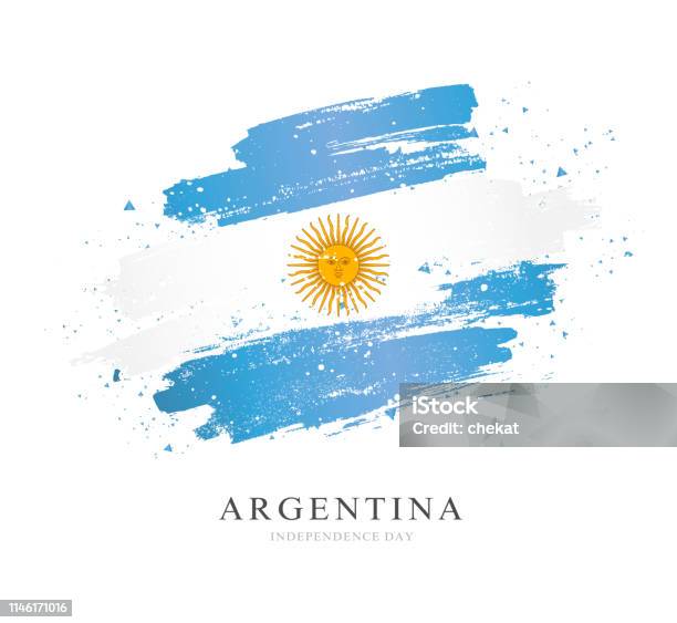 Флаг Аргентины Векторная Иллюстрация На Белом Фоне — стоковая векторная графика и другие изображения на тему Аргентина