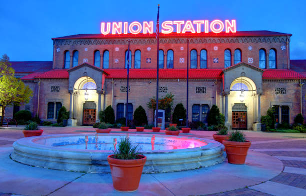 Ogden Union Station Ogden, Utah, USA - April 25, 2019: Morning view of Union Station along South Wall Ave in the downtown district. The station is currently home to the Utah State Railroad Museum ogden utah photos stock pictures, royalty-free photos & images