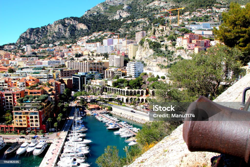 view to monte carlo monaco yacht port  in cote d azur france in daytime beautiful view to monte carlo monaco in springtime France Stock Photo