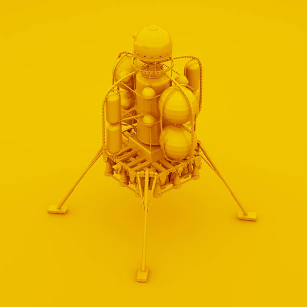 Yellow Space Lander. 3D illustration Yellow Space Lander. 3D illustration. lander spacecraft stock pictures, royalty-free photos & images
