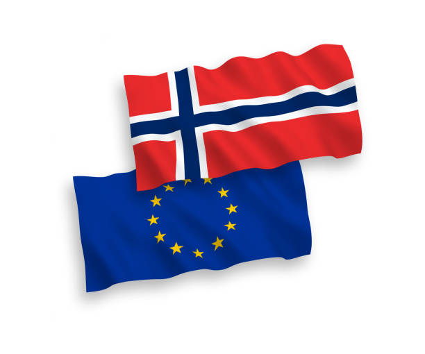 ilustrações de stock, clip art, desenhos animados e ícones de flags of norway and european union on a white background - 5600