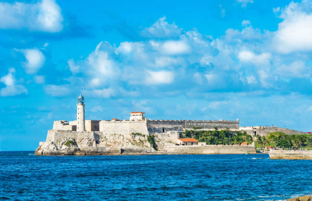 View of the famous fortress Castillo de los Tres Reyes del Morro in Havana City Cuba - Serie Cuba Reportage stock photo