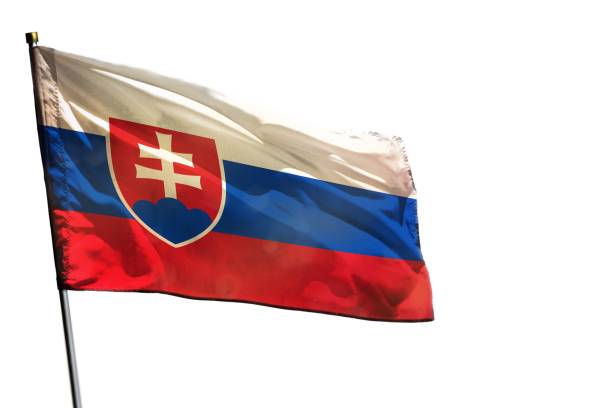 istock Fluttering Slovakia flag on clear white background isolated. 1146188843
