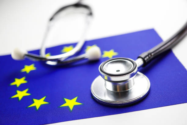 istock Stethoscope with EU Europe flag. 1146192400