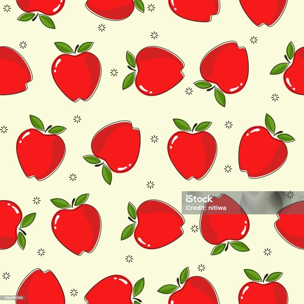 Táo Đỏ Trên Nền Vàng Trắng Phong Cách Hoạt Hình Liền Mạch Cho Hình ...