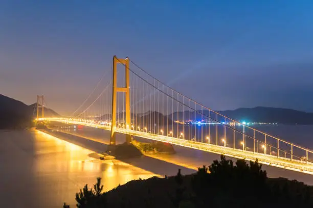 Photo of zhoushan sea-crossing bridge at night