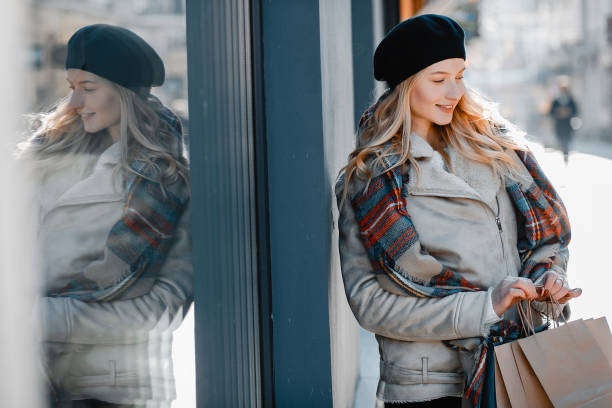 istock Elegant cute blonde walking in a city 1146201315