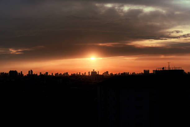 istock Twilight with glowing sunset illuminating the clouds 1146206084