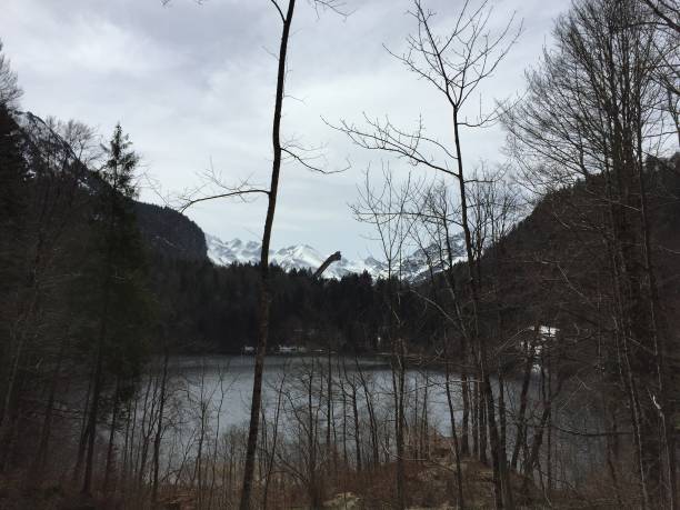 Freibergsee near Oberstdorf on a cloudy spring day